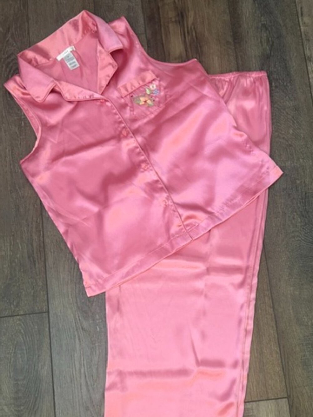NWOT- Pink K Brand Satin Sleeveless Pajama 2 pc  Set Size: L/XL